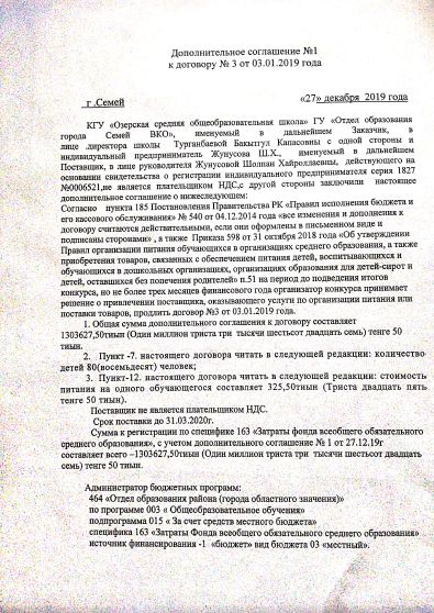 Тамақтану бойынша келісім шарт